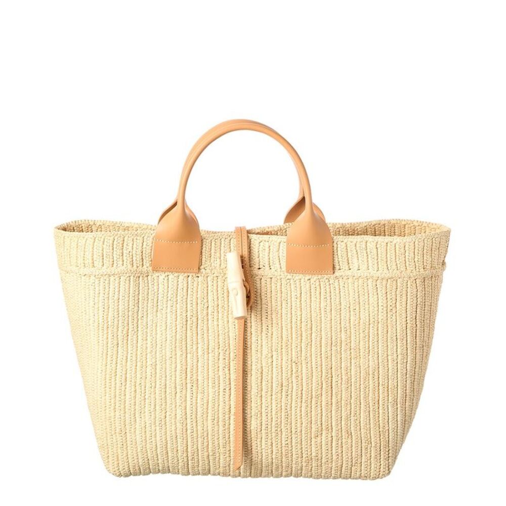 Longchamp Le Roseau Raffia & Leather Tote, Brown